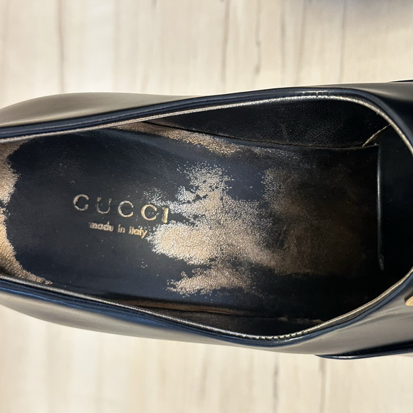 Gucci Heels Scar Pelle S Cuoio Nero Baby Lux 9B High Heel Platform Shoes - Picture 12 of 12